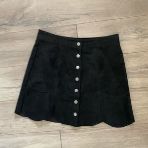 Button-Up Suede Skirt
